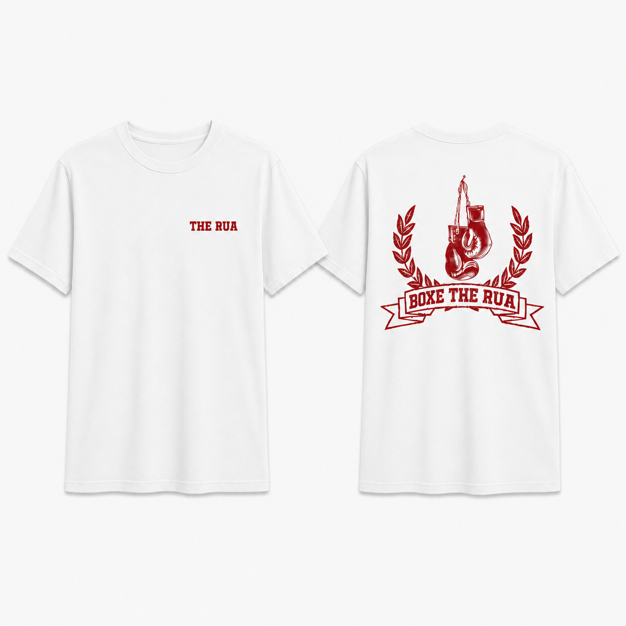 Camiseta branca The Rua Boxing com estampa vermelha