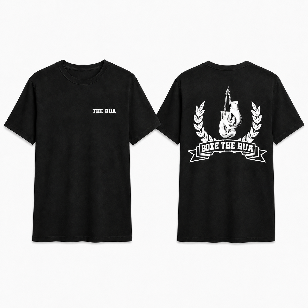 Camiseta preta The Rua Boxing com estampa branca